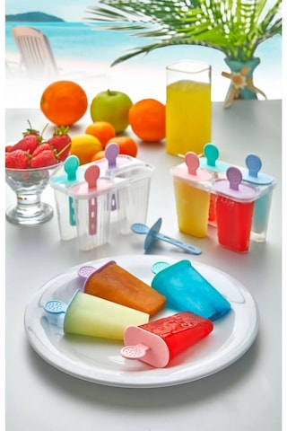 Rotanev Renkli Pratik 4'lü Meybuz Dondurma Kalıbı 4 Adet Buz Meybuz Ve Dondurma Kalıbı Çok Renkli