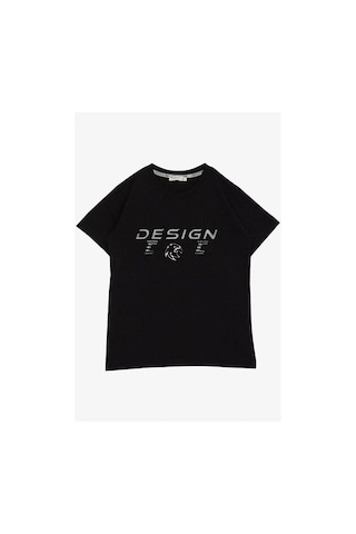 Breeze Erkek Çocuk Pamuklu Kabartma Design Yazılı Yarım Kol Tshirt-14609 SIYAH