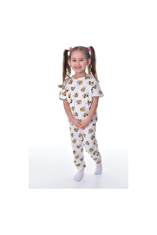Bunny Hopp %100 Pamuk İnterlok Kumaş Kısa Kollu Minnie Mause Desenli Yazlık Kız Çocuk Pijama Takımı Beyaz