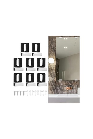 Vkemall 304 Paslanmaz Çelik Ayna Tutucu Seti, Güvenli Ve Şık Montaj İçin 8 Parça Metal Ayna Askısı