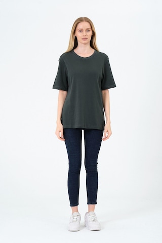 Kadın Bisiklet Yaka Kısa Kollu Basic T-shirt - İnterlok Kumaş Kahverengi