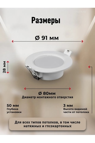 Smartbuy Led Gömme Tavan Lambası 6w 4000k 257418590 Beyaz