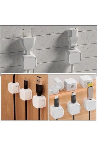 Willowhaven Türkçe Ofis Masaüstü Kablo Organizatörü - 12 Adet Beyaz Manyetik Kabloluk Toplayıcı