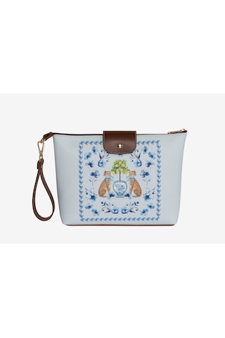 Açık Mavi Suni Deri Clutch&portföy Çanta 30x21 Cm