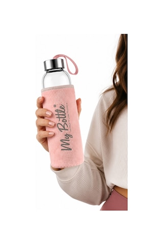 My Bottle Peluş Kılıflı Cam Matara Taşıma Askılı Şık Su Şişesi Powder Blush
