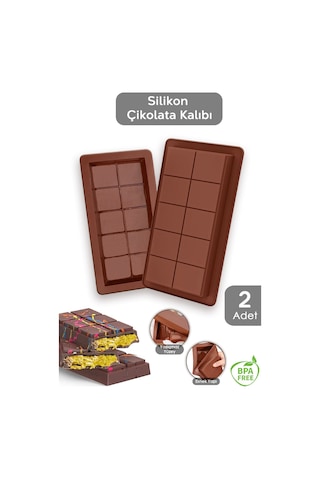 2 Adet Dubai Çikolatası Kalıbı - Büyük Tablet Çikolata Kalıbı Silikon Kalıp