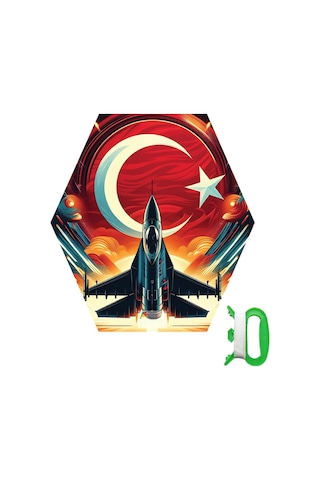 Türk Bayrağı & F16 Desenli Kolay Kurulum Altıgen Çıtalı Uçurtma