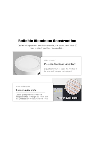 Konesam 18w Led Tavan Lambası 6000k Beyaz Işık, Yüksek Parlaklık, Alüminyum Gövde, Kolay Kurulum, Koridor/balkon Uygun 22 3.2cm Beyaz