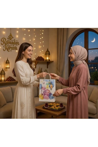 Ramazan Hediyelik Karton Çanta 26x40x8 Cm Ramazan Temalı Taşıma Çantası