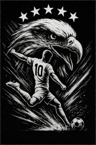 10 Numara Futbolcu Kartal Kaymaz Taban Taraftar Halısı Vh148 Siyah - Beyaz