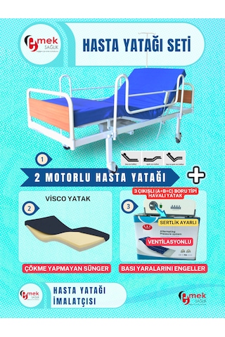 2 Motorlu Ekonomik Hasta Karyolası 3 Lü Takım