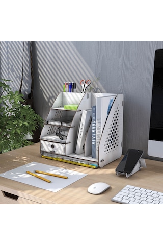 Focus Hexa Çekmeceli A4 Evrak Rafı Masaüstü Organizer Beyaz Renk