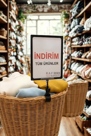 A4 Mandallı Fiyatlık - 5 Adet Etiketlik Sepet Raf Askılık Fiyat Etiketi Çerçeveli Market Mağaza Fiyatlık Siyah