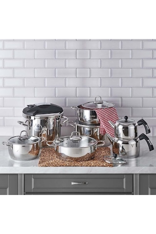 Neva N3237 Ziyafet 14 Parça Çelik Çeyiz Seti Gümüş