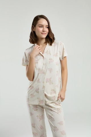 Pierre Cardin Kadın Beyaz Gömlek Pijama Beyaz