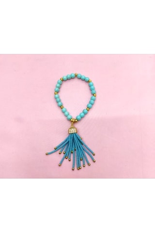 Oriental Kuyumculuk Jewellery Kadın Firuze Taşlı Püsküllü Bileklik Turkuaz