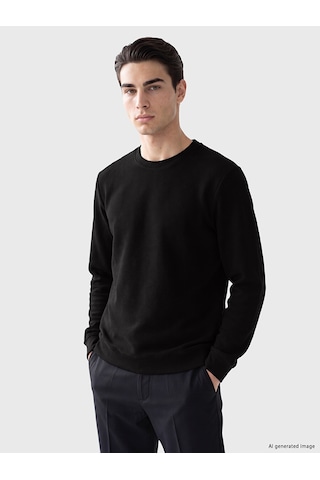 Lcwaıkıkı Classic Siyah Bisiklet Yaka Erkek Sweatshirt