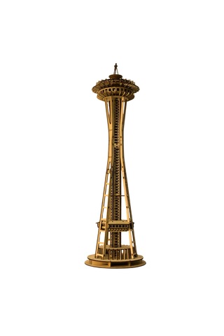 Space Needle Ahşap Maket Seti Dıy 3d Puzzle Seattle Kulesi Koleksiyoner Modeli 321 Parça