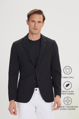 Ac&Co / Altınyıldız Classics Erkek Sıyah Slim Fit Dar Kesim Mono Yaka Casual Ceket Sıyah Siyah