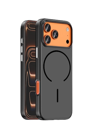 iPhone Uyumlu 17 Pro Kılıf M-safe Şarj Özellikli Ata Lora Pc Kapak - Siyah