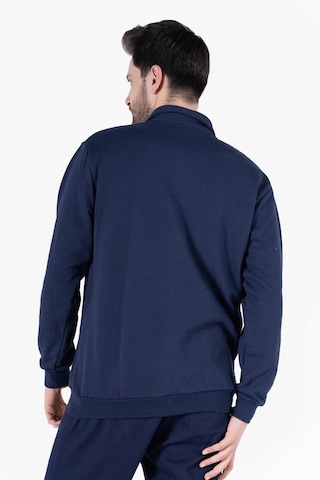 İki İplik Polo Yaka Cepli Sweatshirt Lacivert