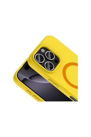 Apple iPhone Uyumlu 16 Pro Max Kılıf M-safe Şarj Özellikli Zore Aris Silikon Kapak - Sarı