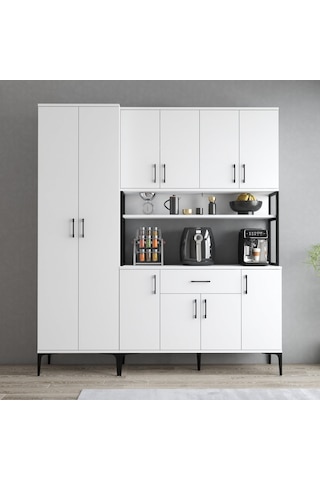 Tanmob Mdl0601 Alt Üst Çift Kapılı Çok Amaçlı Dolap 8 Kapaklı Çek