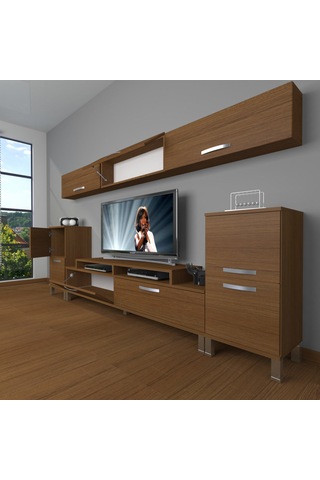 Decoraktiv Ekoflex 9 Slm Krom Ayaklı Tv Ünitesi Tv Sehpası Ceviz