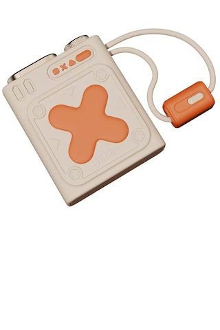 Mini 68mm 22.5w Led Göstergeli Pd 10.000mah, Dahili Type-c Ve Lightning Kablolu Usb Çıkışlı Powerbank Bej