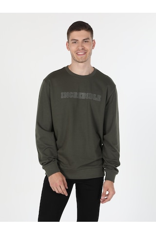 Colin's Regular Fit Baskılı Yeşil Erkek Sweatshirt CL1060127_Q1.V2_KHA Haki