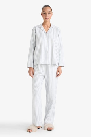 Defacto Pijama Takımı Regular Fit Çizgili Uzun Kollu Üst Uzun Alt-fall İn Love E7252ax25aube302 Mavi