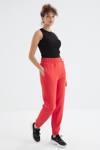 Tommy Life Fiesta Yüksek Bel Şardonlu 3 İplik Pamuklu Basic Kadın Eşofman Alt - 94624 Kırmızı