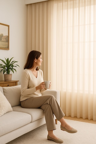 Soft Dokulu Şık Pileli Tül Perde Salon Oturma Odası Yatak Odası Çocuk Odası Ekru