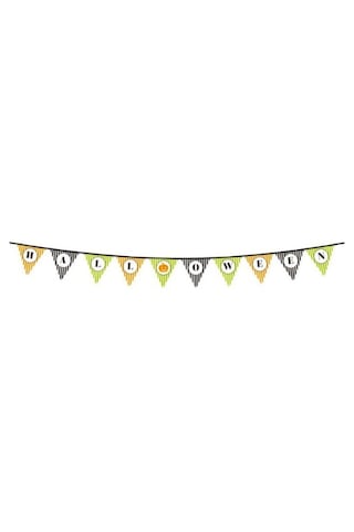 Cadılar Bayramı Kabak Temalı Halloween Yazılı Banner Süs Flama 3 Metre