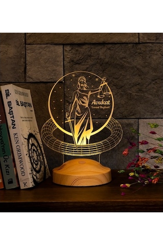 3D Led Lamba Avukat Adalet Kişiye Özel Hediye Gecelambası