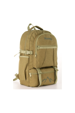 Strong Unisex Kanvas Kumaş Laptop Bölmeli Outdoor Sırt Çantası Dağcı Sırt Çantası Escp01 Bej