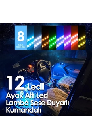 Ayak Altı Led 12 Ledli Lamba Sese Duyarlı Led Müziğe Duyarlı