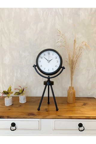 Siyah Metal Mini Tripod Dekoratif Masa Saati 45 26 Cm Çok Renkli