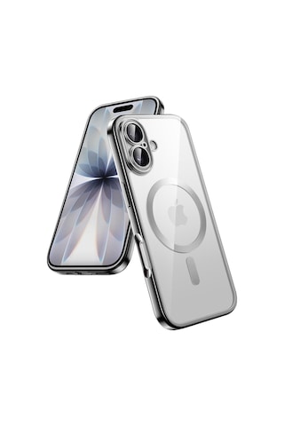 Teknomoda Apple Uyumlu iPhone 17 Pro Max Kılıf Kamera Lens Korumalı Renkli Magsafe Şeffaf Silikon Gümüş Gümüş