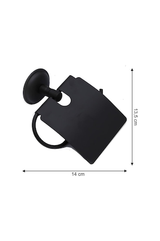 Yapışkanlı Tuvalet Kağıtlığı Wc Kağıtlık Tuvalet Kağıdı Askısı Geniş Kapak Siyah S-109