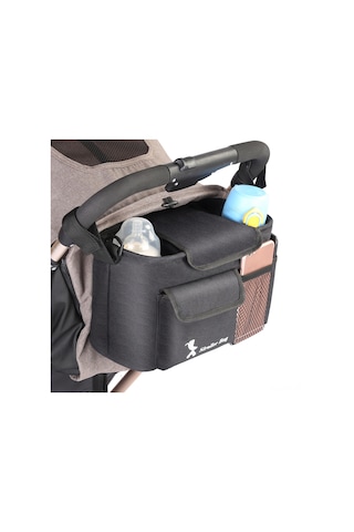 Dianziye Siyah Bebek Arabası Organizer Çantası - Çok Amaçlı Çekmeceli, Ayırma Özellikli, Kol Kemerli Bebek Aksesuarı Siyah