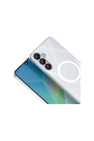 Vendas Samsung Uyumlu Galaxy A16 Kamera Korumalı M-safe Şarj Özellikli Şeffaf Zore London Sert Pc Kapak + Hayalet Ekran Koruyucu Şeffaf