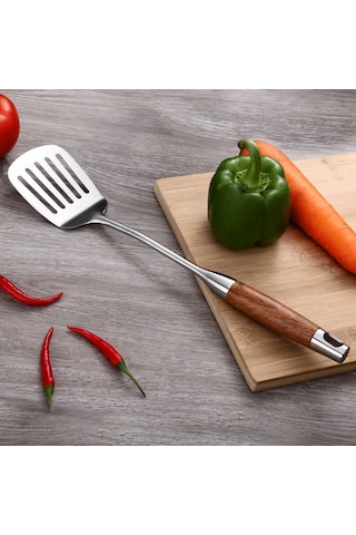 Sones 304 Paslanmaz Çelik Ahşap Saplı Mutfak Gereçleri Mutfak Ekipmanları, Stil: Yuvalı Kürek