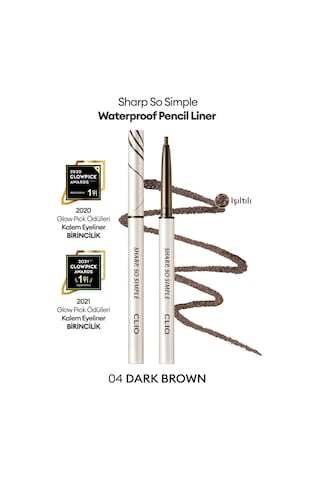 Suya Dayanıklı, İnce Uçlu Göz Kalemi Clıo Sharp So Simple Waterproof Pencil Liner 004 Dark Brown 004