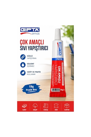 Sıvı Yapıştırıcı 19 Gr Tüp Gıpta Çok Amaçlı Kuvvetli Yapıştırıcı 1 Adet Okul Büro Yapıştırıcısı Kağıt Karton