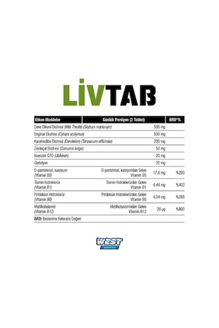 West Nutrition Livtab (Devedikeni) Ve Enginar Ekstresi Karışımı + Hediy...
