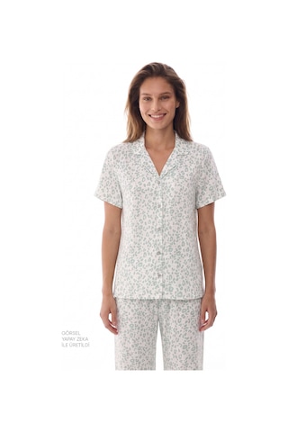 Penti Green Leopard Gömlek Pantolon Pijama Takımı Ge34