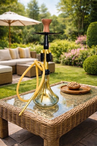 Cam Nargile 60 Cm Büyük Boy Gold Siyah Lüks Nargile Takımı Teras Balkon Şark Köşesi Dekor
