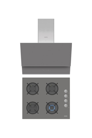 Simfer QS Gri 2'li Cam Ankastre Set (3538 Ocak + 8736 Davlumbaz)