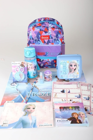 X Dekomus Lisanslı Elsa Frozen Full Kırtasiye Seti Anaokul Çantası,beslenme Kabı,matara,beslenme Örtüsü Altın